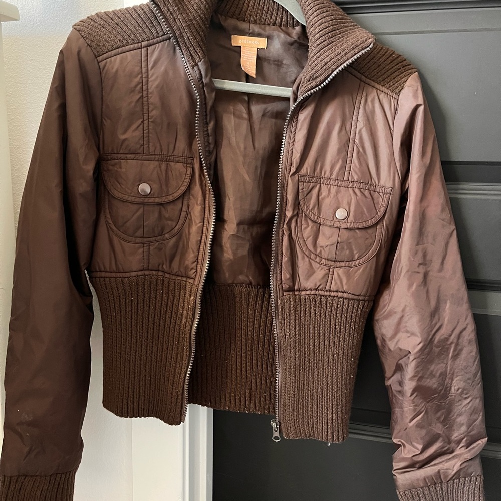 cropped brown puffer!!